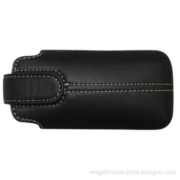 Universal leather pouch for mobile phone, easy push out, can add logo, with wallet function